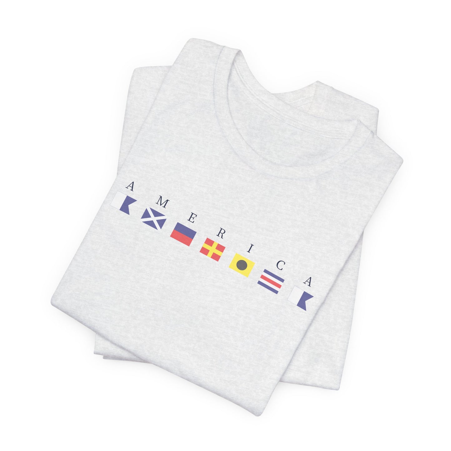 Patriotic America Signal Flag Nautical Tee - Navy Letters
