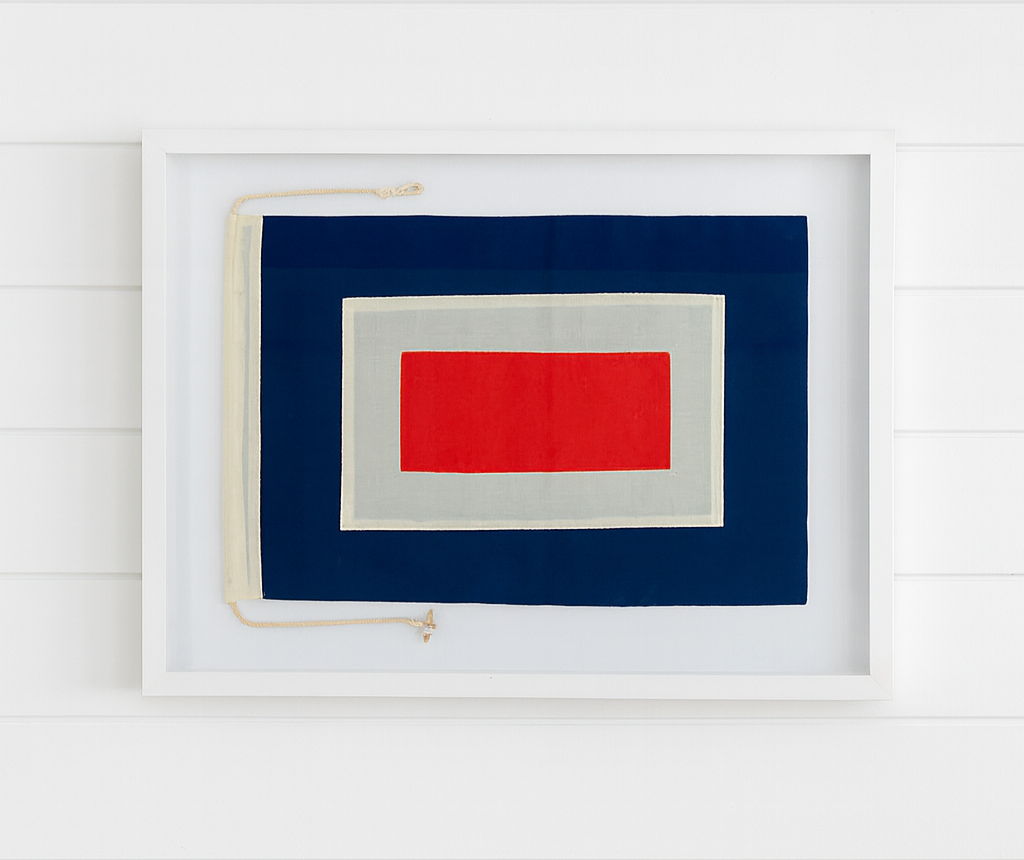 Framed Signal Flag Charlie artwork with a red rectangle on a blue background